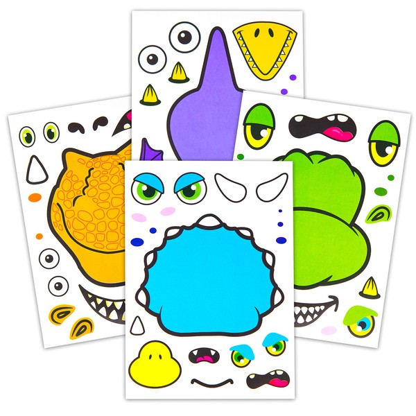 24 Make A Dinosaur Stickers for Kids - Great Dino Theme Birthday Party Favors - Fun Craft Project for Children 3+ - Let Your Kids Get Creative & Design Their Favorite Dinosaur Sticker