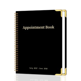 Appointment Book 2025-2026 Weekly & Monthly Daily Appointment Hourly Planner with Hardcover, from July 2025 - June 2026,Daily 7am - 10 pm for Schedule Planning,12 Monthly Calendar 9" x 11", Black