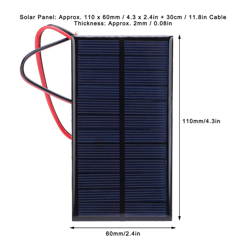DC 6V 1W Panel Solar Placa de Cargador Solar Módulo