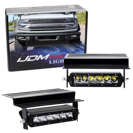 iJDMTOY Modular Bumper Mount High Power 6-Inch Mini-SR LED Light Bar Kit Compatible with 2021-up Ford Bronco, (2) 30W High Power LED Lightbar, Mounting Brackets, Relay Wiring & On/Off Switch