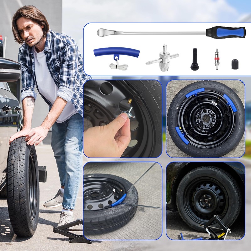 HTOMT 14.5" Tire Spoon Kit, 26pcs Tire Changing Tool for