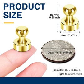 MIKEDE Fridge Magnets Refrigerator Magnets, 15Pcs Gold Strong Magnets for Whiteboard, Neodymium Push Pins Magnets Metal Magnets Fridge for Office Magnets, Whiteboard Magnets, at School, Classroom