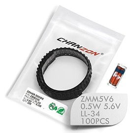 (Pack of 100 Pieces) Chanzon SMD Zener Diode 0.5W 5.6V ZMM5V6 LL-34 (SOD-80 MiniMELF / 1206) 0.5 Watt 5.6 Volt Silicon Glass Zener Diodes