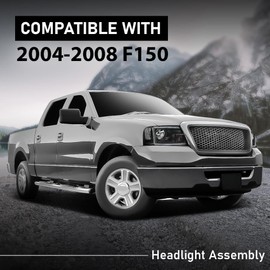 G-PLUS LED Headlights Fit for Ford F150 2004-2008, Fit Lincoln Mark LT 2006-2008, NOT Fit 2004 F150 Heritage,NOT Fit Flareside Beds,Clear Lens Black Housing Clear Reflector Bumper Headlamps