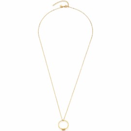 Leonardo Ciao Leda 023307 Women's Necklace Stainless Steel IP Gold with Gold-Coloured Ring Pendant with Glass Crystal, Length 60-65 cm, Beautiful Jewellery Gift, Stainless Steel, No Gemstone