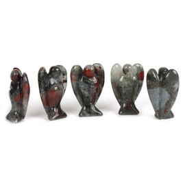 Justinstones Carved African Bloodstone Gemstone Peace Angel Pocket Guardian AngelHealing Statue 1.5 inch