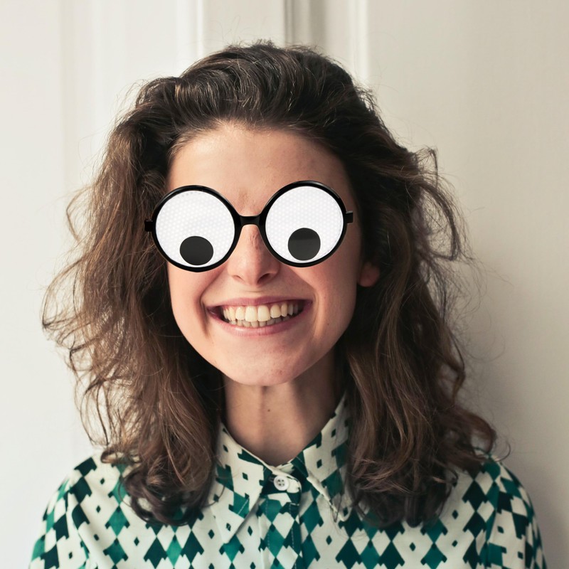 HOHAJIU Googly Eyes Glasses, Funny Glasses Pranks Toy, Novelty Shaking