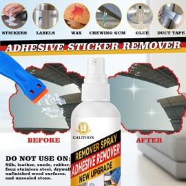 Galitoon Adhesive Remover, 4.06 Fl oz Surface-Safe Glue Remover with Plastic Scraper, Sticker Remover for Easy Removal of Stickers, Labels, Decals, Tape Residue