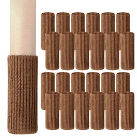 24 Piece Brown Furniture Socks, SACONELL Polyester Chair Leg Socks Floor Protector Elastic Wool Knit Floor Furniture Feet Covers Pads, Fit Furniture Leg Girth 1-1/2 to 2-1/4 inches