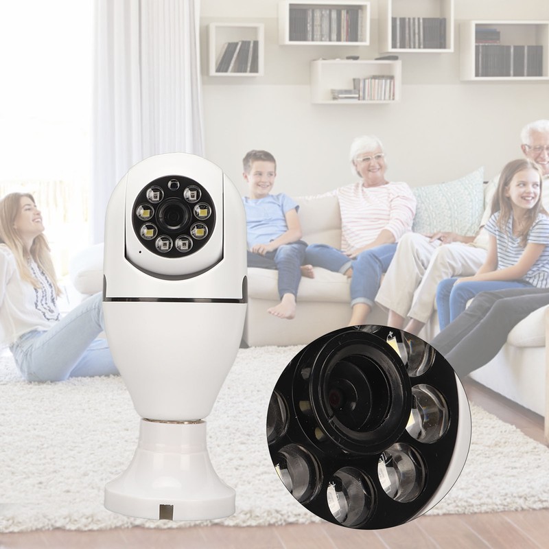 Light Socket Security Camera 1080P Wireless 2.4GHz WiFi Home Security