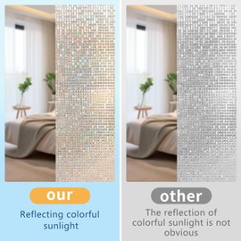 Window Privacy Film Stained Glass Film Decorative See in not Out Glass Film Frosted Sticker Removable Window Tint Static Cling Window Films for Kitchen (Silver, 17.5inx118in)