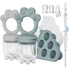 2 Pack Baby Fruit Food Feeder+Breastmilk Popsicle Molds,Baby Teethers,BPA Free,3 Sizes,2mm Fine Holes to Prevent Choking,Perfect for Teething Relief & Infant Solid Food