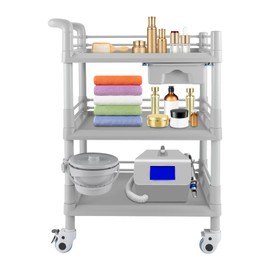 Beauty Salon Cart with Wheels, 176.37Lbs 360° Rotate Silent Wheels Salon Beauty Cart Heavy Duty Beauty Cart with Drawer and Waste Bin for Barber Shops, Beauty Shops, Pet Shops (Grey)