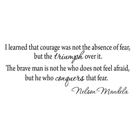 I Learned That Courage was Not The Absence of Fear, But The Triumph Over It. Nelson Mandela Wall Decal VWAQ-3003 (30" W X 12" H)