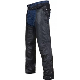 Dream Apparel Black Motorcycle Leather Chaps Men Women Biker Riding w/ Zip Out Liner, Size 8XL