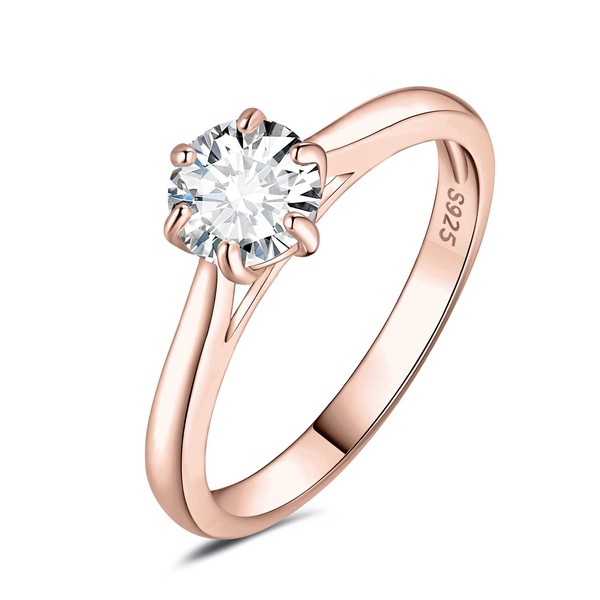 JewelryPalace 0.5ct 1ct 1.5ct Round Moissanite Solitaire Promise Ring Women's