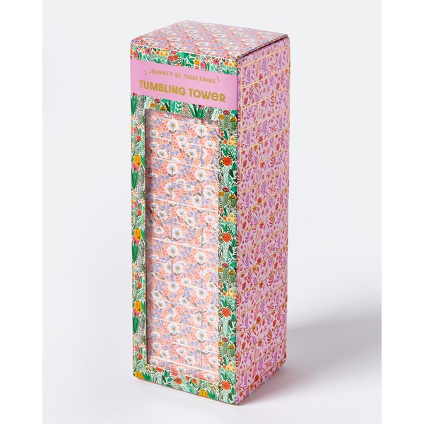 Floral Tumbling Tower Game – Stylish Wooden Stacking Game for