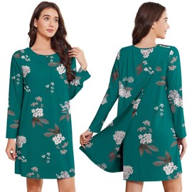 Deyeek Women's Adaptive Open Back Elderly Nightgowns for Women - Assisted Dressing Hospital Gown With Shoulder Snaps