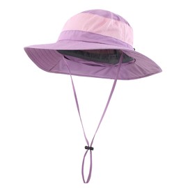 Connectyle Women's UPF 50+ Mesh Safari Hat, Wide Brim, Sun Protection, Farming Work Hat, UV Protection, Gardening, Fishing Hat, Purple, purple