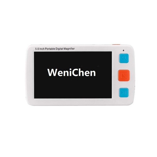 WeniChen 5.0 inch Portable Digital Magnifier 4X-32X Zoom Electronic Reading Aid with Foldable Handle for Low Vision Color Blindness 17 Color Modes 5 Levels Brightness