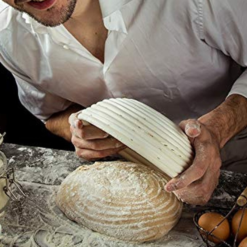Round Bread Proofing Basket with Liner Cloth Dough Rising Rattan