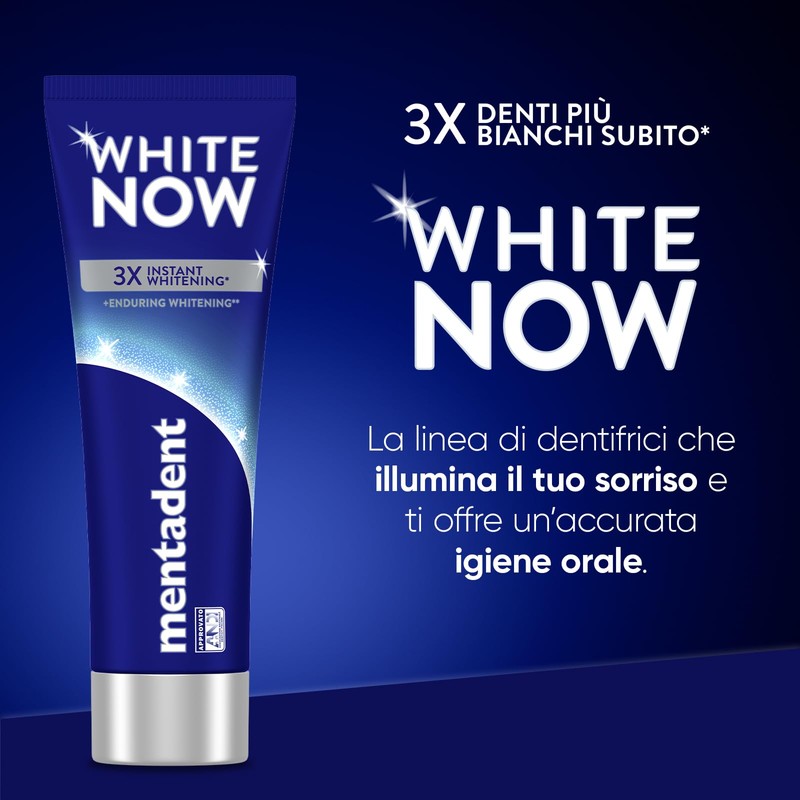 Mentadent Dentifricio White Now Original, Dentifricio Sbiancante con White-Correct e