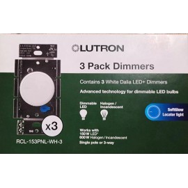 Lutron  Lutron White Dalia LED+ Dimmer Switch 3 Pk Soft Glow Locator Light RCL-153PNL