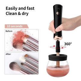 senbowe Electric Makeup Brush Cleaner & Dryer Spinner w/ 8 Collars, Fits All Brush Sizes