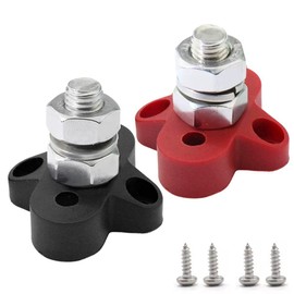 Heart Horse Battery Jumper Terminals Bus Bar Power Distribution Block Junction Block Positive Single Power Junction Post Insulated Terminal Stud Heavy Duty 48V for Auto