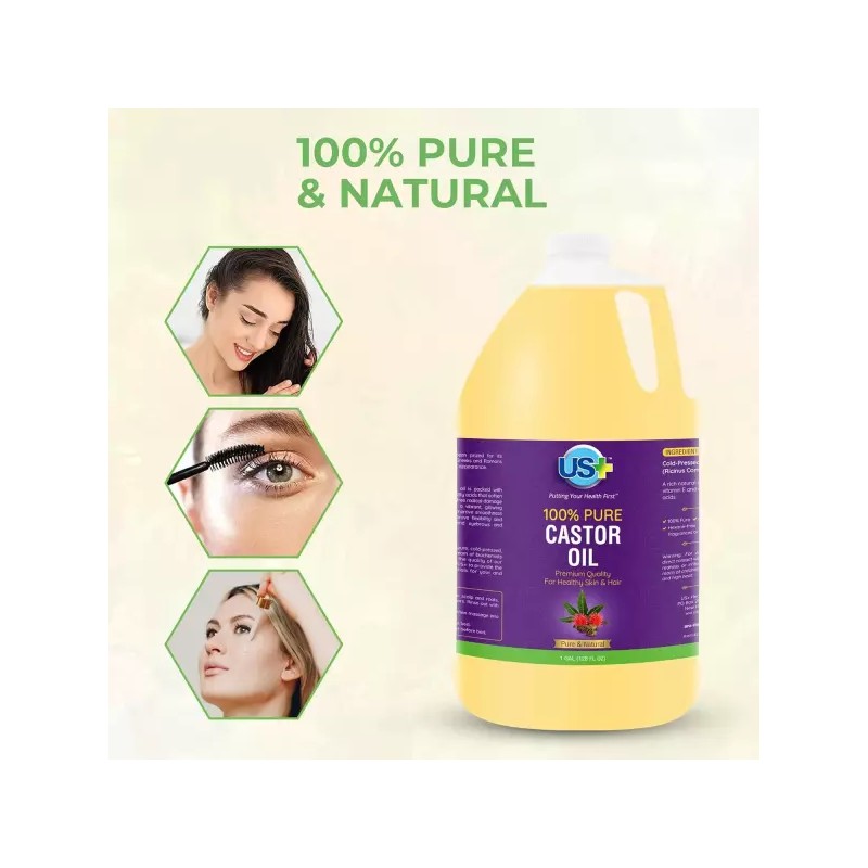 100 순수 피마자유 - 냉간 압착 정제되지 않음 헥산 프리