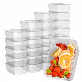 Emuardoe Meal Prep Containers,50 Pack 1 Compartment Food Storage Containers with Lids,Disposable Bento Box Reusable Plastic Lunch Box Kitchen Food Take-Out Box Microwave Dishwasher Freezer Safe(34 oz)