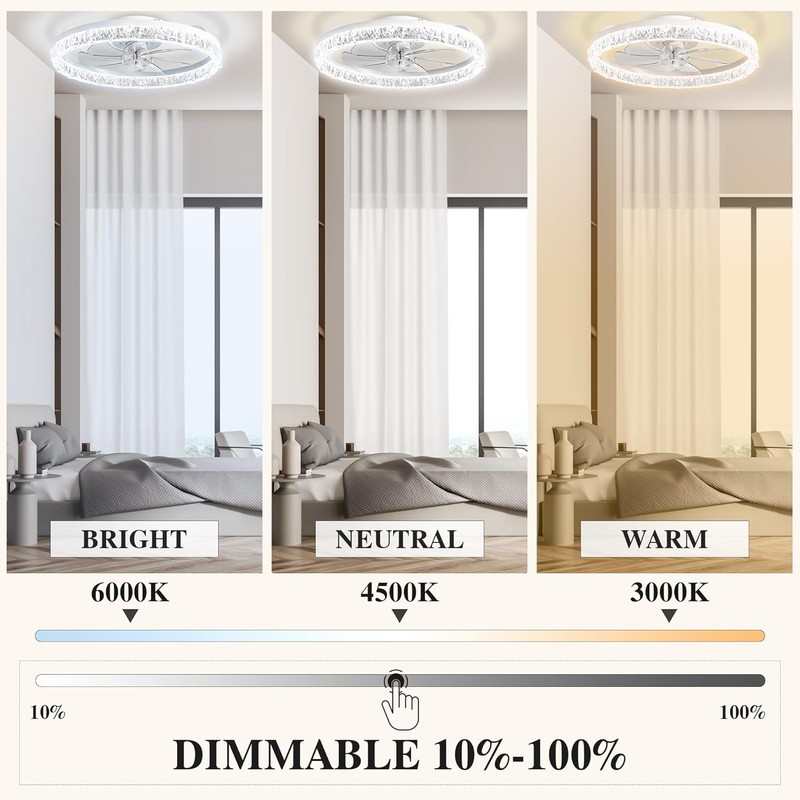 DIAMONDFORGE Ceiling Fans with Lights and Remote Fandelier - 20"