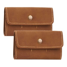 KONTONTY 2pcs PU Memory Card Case Retro Slots Storage Holder for Computer Memory Cards Lightweight Sturdy Design Water Resistant Lost Protection for Travel