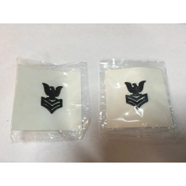 Lot of 2 U.S Navy Petty Officer First Class Subdued Rank Pin USN Black Uniform