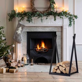 ORALNER 16" Firewood Rack Indoor Fire Log Storage Stand Outdoor Wood Carrier, Fire Wood Racks Firewood Stacker Fireplace Log Holder for Fire Pits, Wood Stove