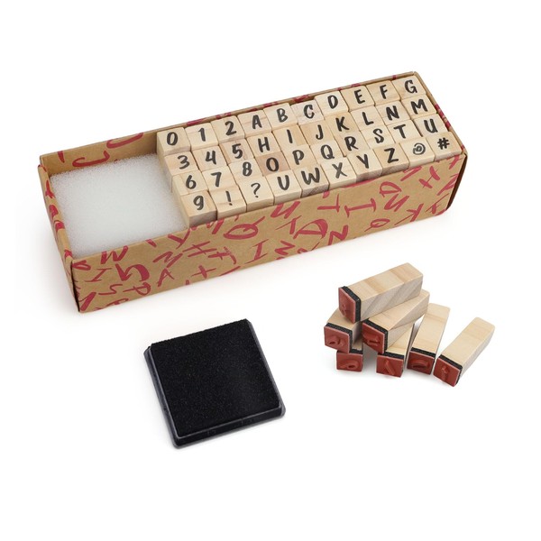 40 Pieces Letter Stamps, DEANKEJI Wooden Stamp Set with Ink Pad, Letters and Numbers Stamp Set, for Art, Craft, Card Making