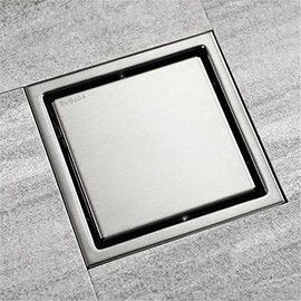 Shower Floor Drain,Shower drains, Square Shower Drain, Bathroom Stainless Steel Invisible Floor Drain, Brushed Modern Shower Square Drain Cover with T-Valve,Black (Color : Brushed)
