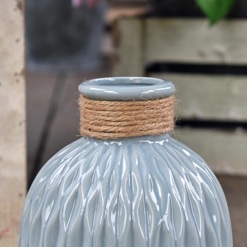 Bottle Shaped Vase Ceramic Decorative Vases Embossed Flower Arrange Display