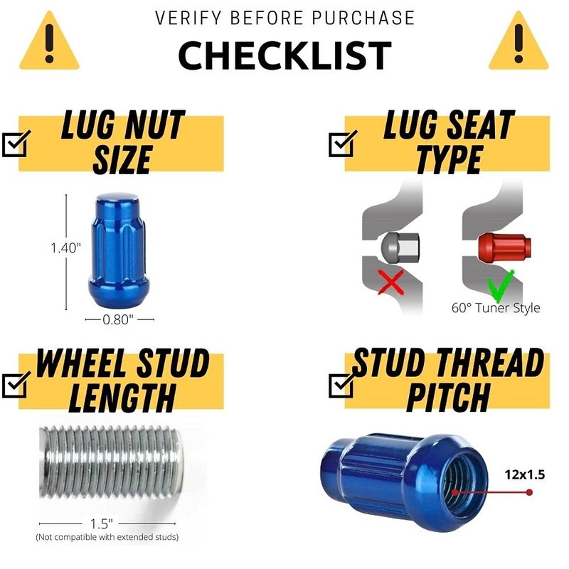 Circuit Performance Spline Drive Tuner Acorn Lug Nuts Blue 12x1.5