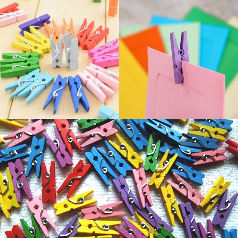 Clothes Pegs Small Colourful Wooden Pegs Mini - 3.5 cm