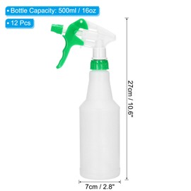 PATIKIL 500ml/16oz Plastic Spray Bottles, 12pcs Adjustable Nozzle Leak Proof Empty Water Mist Stream Sprayer for Cleaning Solutions Plants Hair, Green
