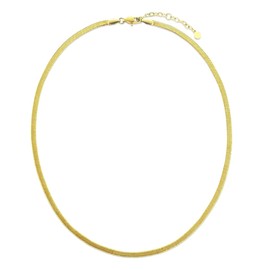 KRKC&CO Women's Snake Chain, 3 mm/5 mm Flat Franco Chain Made of Stainless Steel in Silver Gold, Necklace Choker Collar, Length Adjustable 41-51 cm, Birthday Christmas Gifts for Women Girls