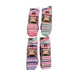 HAJRA® 3 Pairs Pack – Women’s Warm Winter Thermal Socks – Soft, Cozy, Design Comfort- Outdoor Activities, Daily Wear-Breathable, (UK, Numeric, 4, 7, Regular, Regular, Assorted (Stripe Line) 3 Pairs)