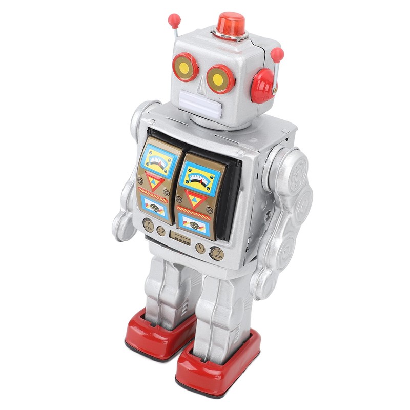 Metal Tin Robot Toy Retro Electric Rotating Figures Model Adult