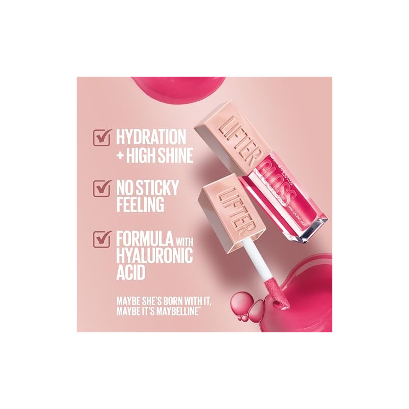 Maybelline Lifter Gloss Lip Gloss Makeup With Hyaluronic Acid, Hydrating,