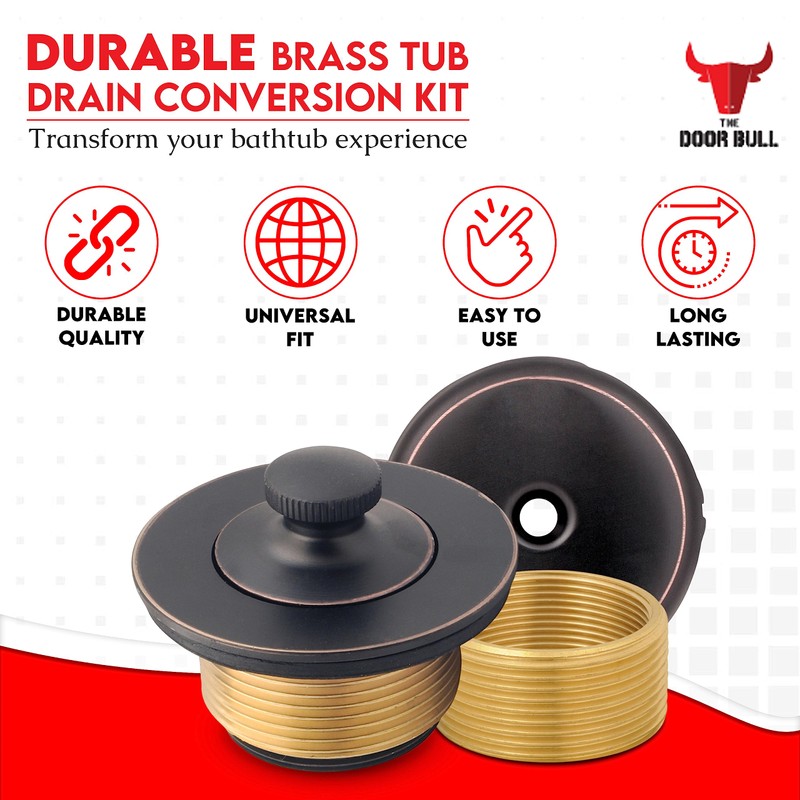 Lift and Turn Conversion Kit for Bathtub Drain Assembly, All-Brass