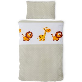 Gräfenstayn® 2-piece set 2019 Children's Baby Bed Linen with Animal Motif 100% Cotton (Renforcé Quality) Duvet Cover 135 x 100 cm and Pillowcase 60 x 40 cm