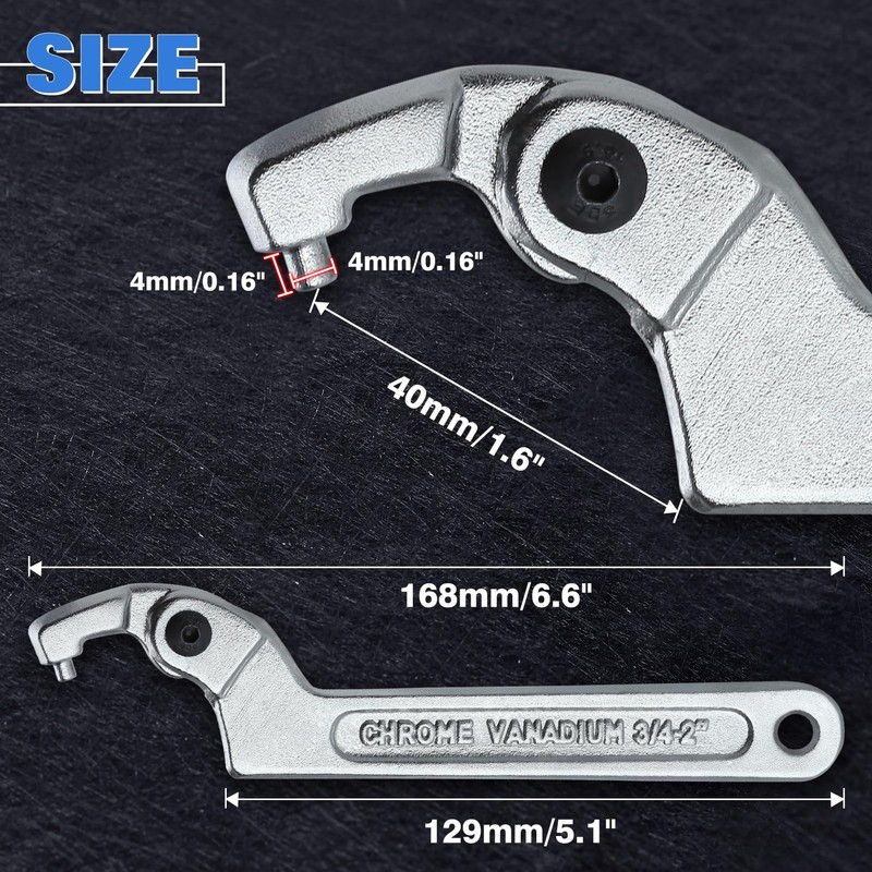 LEONTOOL Adjustable C Spanner Hook Wrench Tool Adjustable Pin Spanner