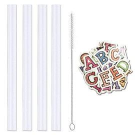 Miracredo 4 PCS Reusable Straws for CamelBak Eddy 25oz & 32oz Insulated Water Bottles, BPA Free, Easy to Clean, Hard Thick Plastic Straws for Camelback, Included Straw Cleaner Brush & Stickers