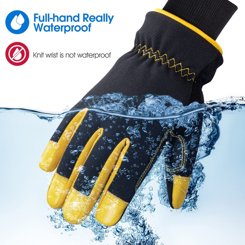 HODUP Waterproof Insulated Winter Work Gloves, Thermal Lining High Desterity